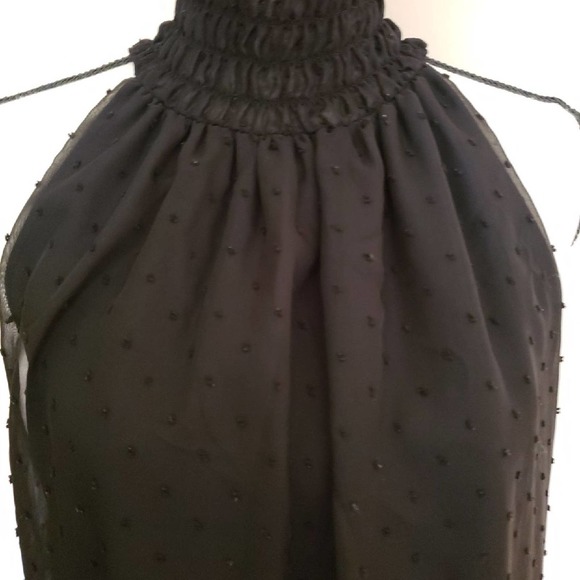 Elle Black High Collared Sleeveless Black Dress Sz Small - Picture 3 of 4